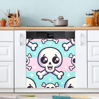 Vaatwasserhoes - Apparaat decoratie - Keuken opfrissen - Magnetische bevestiging - 58x66cm - Cartoon schedel
