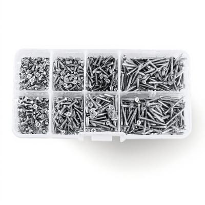 Dailygoods- Zelftappende Schroeven 800 Stuks - Assortiment Kit - Platte Kop - Vernikkeld Koolstofstaal - Houten Meubels - Hersluitbare Doos