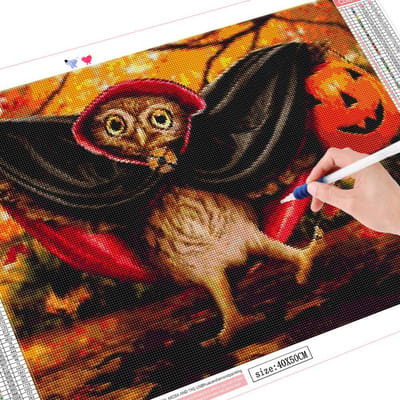 5D Diamant Schilderij Uil Volle Boor Vierkante Diamant Borduurwerk Verkoop Dierlijk Mozaïek Halloween Decoratie Full Square 20X30CM