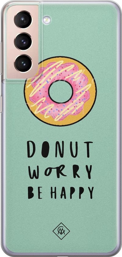 Casimoda® hoesje - Geschikt voor Samsung S21 Plus - Donut Worry - Backcover - Siliconen/TPU - Roze