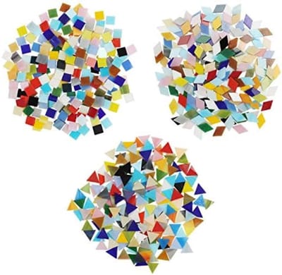PolkaHome 600 Stuks Mozaïek Tegelset in Gemixte Kleuren – Diamanten, Driehoeken & Vierkanten voor Kunst, Hobby en Huisdecoratie