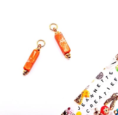 Jeannette-Creatief® - Bedels - Bedels Natuursteen voor Oorringen Jaspis Oranje - Oorbedels zonder Oorringen - Bedels voor Oorbellen – Bedels – Bedel - Natuursteen Hangers - Koningsdag