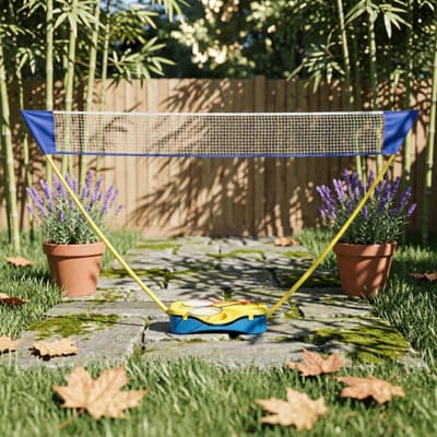 Ensemble de filet de badminton pliable Facile à ranger Filet de badminton pliable pour débutants beige