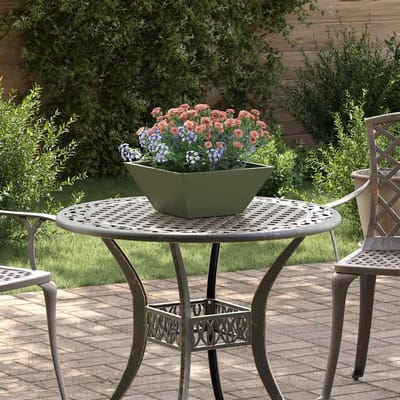 vidaXL - Plantenbak - Olijfgroen - 35 - x - 35 - x - 15 - cm - Koudgewalst - staal