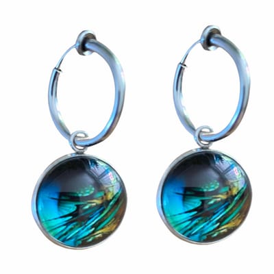Klem oorringen-Suzan-Cabochon Zilverkleur- geen gaatje- Charme Bijoux