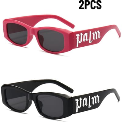 2 STuks Punk Letter Modieuze Bril Nieuwe Rechthoekige Vintage Hip-hop Stijl High-end Gevoel Spicy Girl Zonnebril voor Vrouwen