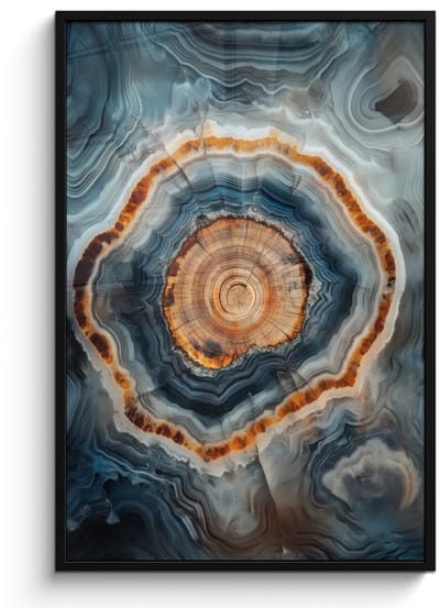 Poster in lijst - Fotolijst 80x120 cm - Posters - Cirkel - Ringen - Steen - Tinten - Posterlijst zwart - Decoratie - Wanddecoratie woonkamer - Muurdecoratie slaapkamer