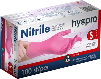 Handschoen nitrile, small, hy@pro pink, roze, 10 x 100pcs.-regianebeauty.nl