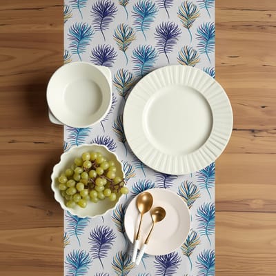 ABAKUHAUS Tafelloper – Creative-Line Kunstveren – 40 x 180 cm – Paars-Blauw