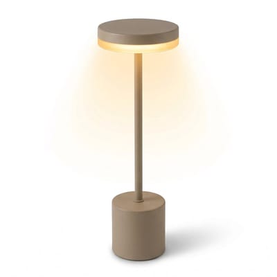 Lomera Tafellamp Oplaadbaar - Dimbaar - Touch Lamp - Nachtlamp - Draadloos - LED - Voor Slaapkamer - Bureaulamp - Nachtlampje - Nachtkastje - Taupe - Touchlamp - Voor Woonkamer - 3 Kleurmodi - USB - Metaal - Warm en Koud Wit - Sfeerverlichting