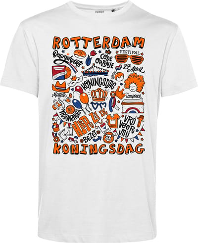 T-shirt Rotterdam Oranjekoorts | Wit | maat XS