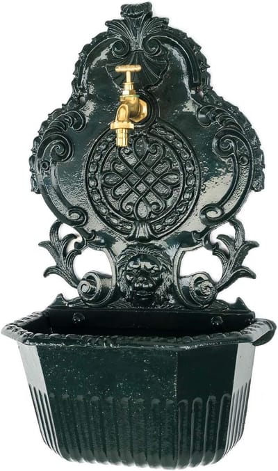 Wastafel Muur Fontein - Tuin Decoratie - Antieke Stijl - Gegoten Aluminium - 35 x 59 x 18 cm - Groen
