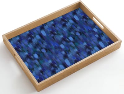 Dienblad hout 50x35 cm - Schootdienblad - Vloeiend - Verfstrepen - Kleuren - Borrelplank rechthoek - Plateau dienbladen