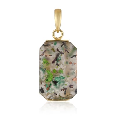 Cavill - 925 Sterling Zilver Hanger - Venus Chalcedoon 14,4 ct - Achthoekige Cabochon - 18K Goud Verguld - Elegant & Uniek Indonesisch Design