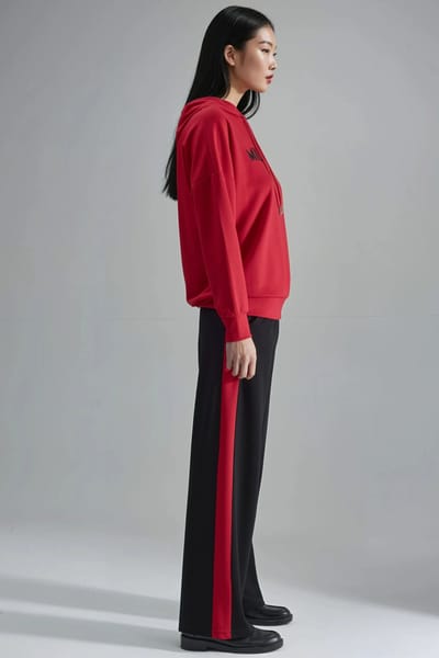 Modal Touch Hoodie met Geborduurde Lange Wijd Fallende Twee-delige Set