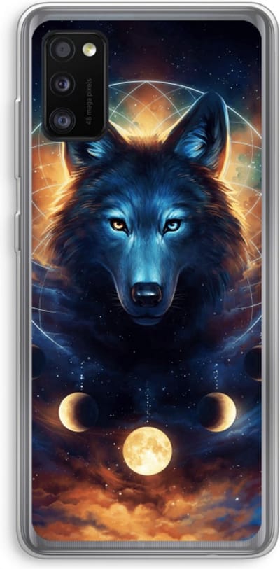 Case Company® - Hoesje geschikt voor Samsung Galaxy A41 hoesje - Wolf Dreamcatcher - Soft Cover Telefoonhoesje - Bescherming aan alle Kanten en Schermrand
