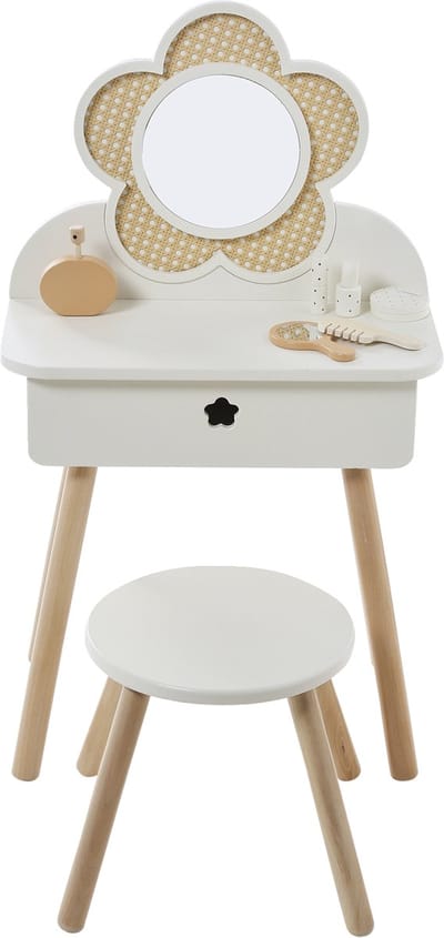 Vertbaudet Rieten kaptafel + accessoires in FSC® hout