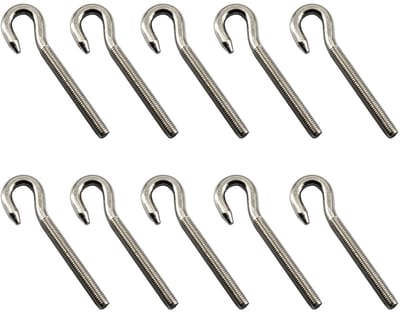 Dailygoods- Oogbout 10 Stuks - M8 Ronde Haak - Roestvrij Staal 304 - Duurzaam - Corrosiewerend - Geschikt voor Binnen/Buitengebruik - Haakbout