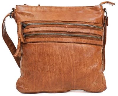 Bear Luna schoudertasje (leren schoudertas / crossbody) - Cognac