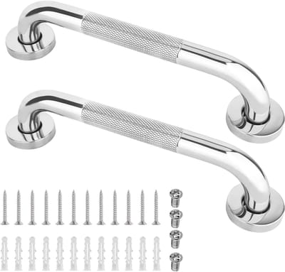 2 x Douchegrepen, roestvrij staal, 30 cm, antislip handgreep, badgreep, douchegreep, wandgemonteerde badgreep voor bad, toilet, badkamer, keuken, trap, senioren en kinderen - Cyslmuk®