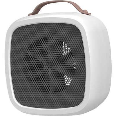 Mini Elektrische Kachelventilator met Handvat Desktop Winterverwarmer voor Huishouden Kantoor Oververhittingsbeveiliging wit