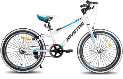 JOYSTAR Lubbock 20" Kinder Hardtail Mountainbike - 1 versnelling - V-brake - Witte noppenbanden - Wit - Geschikt voor buitenactiviteiten in de lente