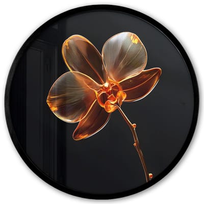 Poster in lijst Rond - Fotolijst 40x40 cm - Posters - Orchidee - Doorzichtig - Bloem - Ronde posterlijst zwart - Decoratie - Wanddecoratie woonkamer - Muurdecoratie slaapkamer