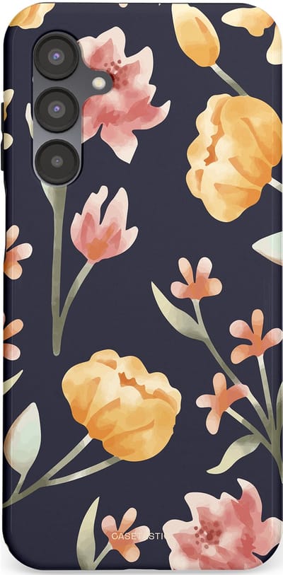 Casetastic Hoesje Geschikt voor Samsung A16 - Stijlvolle Beschermende Duo-layer Case - Bloemen Nacht