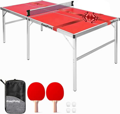 Ping Pong Tafel - Tafeltennis Tafel - Binnen en Buiten - Opvouwbaar Aluminium - 183x91cm - Rood