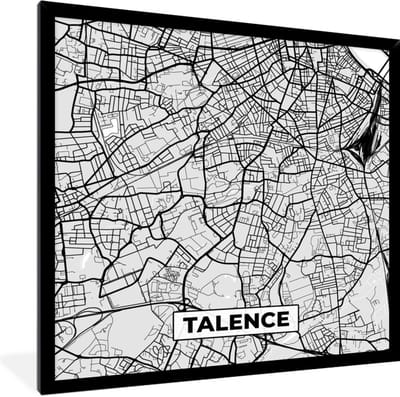 Fotolijst incl. Poster - Kaart - Stadskaart - Talence - Plattegrond - Frankrijk - 40x40 cm - Posterlijst