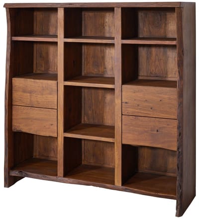 MASSIVMOEBEL24.DE acacia boekenkast bruin massief hout 142x45x147 cm (BxTxH) gelakt gemonteerd PURE ACACIA volledig massief #212