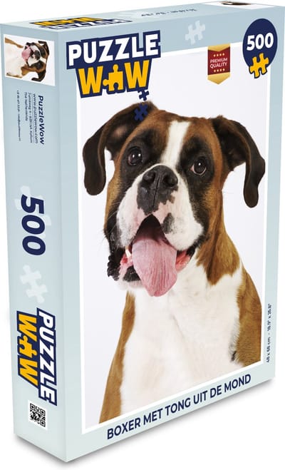 Puzzel Boxer met tong uit de mond - Legpuzzel - Puzzel 500 stukjes