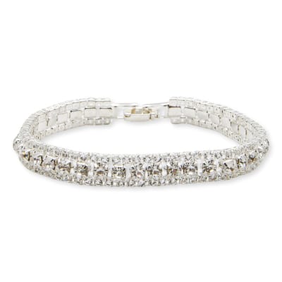 Marama - armband Fenna Zilver - dames armband - stainless steel - zilveren plating - nikkelvrij - strass steentjes - clipsluiting - feestelijk