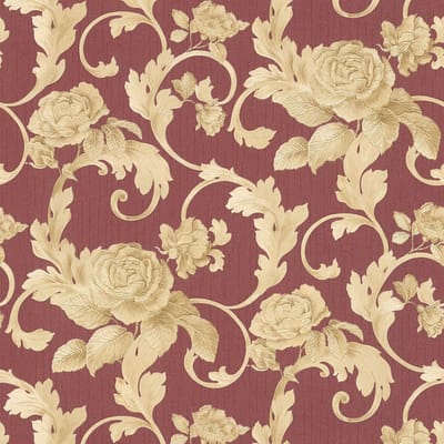 Bloemen behang Profhome 959832-GU vliesbehang licht gestructureerd met bloemen patroon mat rood goud 7,035 m2
