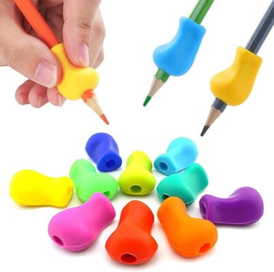 ANMI® Potloodgrepen 10 Stuks Ergonomisch Schrijfhulpmiddel voor Kinderen en Volwassenen Siliconen Antislip Potlood Grip voor Rechts en Linkshandigen
