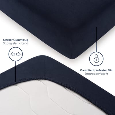 Blumtal Hoeslaken - Fitted Sheet - Jersey - Katoen -  140 x 200 x 30 cm - Donker Oceaan Blauw - Set van 2