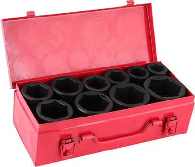Slagmoerdoppen set 3/4 inch drive | 10-delige dopsleutelset | 22, 24, 27, 30, 32, 36, 38, 41, 46, 50 mm | chroom-molybdeen-staal | 6-punts | krachtsteeksleutel-inzetset