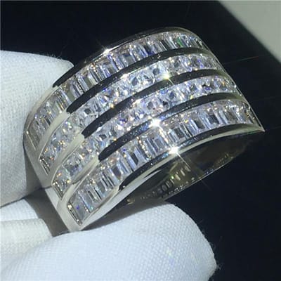 Vintage Prachtige Ring Zilver Kleur Belofte Aaaaa Zirkoon Cz Engagement Wedding Band Ringen Voor Vrouwen Mannen Vinger Sieraden 10 gray
