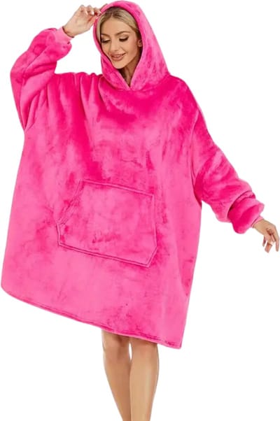Bovista Knuffeldeken - Plaid - Onesie - Hoodie Deken Met Mouwen - Fleece Blanket - Dames - Heren - Kinderen - Extra Zacht - Roze