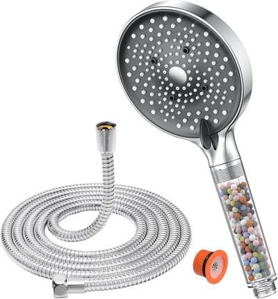 Famanu – Hogedruk douchekop met filter, 6 straalsoorten, drievoudige filtratie, anti-kalk functie