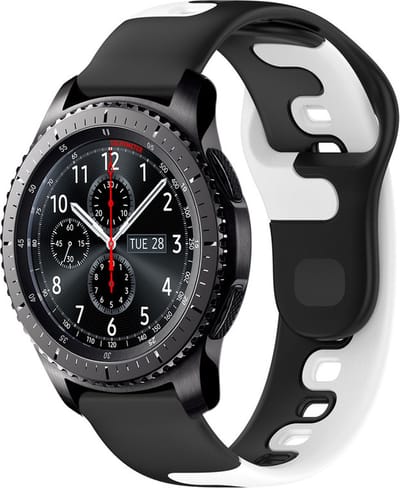 Siliconen bandje - geschikt voor Garmin Venu / Venu 2 Plus / Venu SQ / SQ 2 / Vivomove / 3 / Style / Vivoactive 3 / Vivoactive 5 / Forerunner 55 / 245 / 645 - zwart-wit