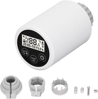 Slimme Radiatorkraan - Thermostaatkraan Verwarmingsregelaar - Energie Besparen - App en Spraakbesturing - M30x15 mm - Wit