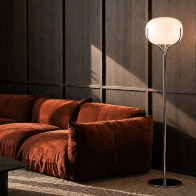 Lucande vloerlamp Christo, hoogte 160 cm, chroom/wit, glas