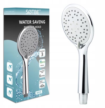 Douchekop 3 standen, waterbesparend 6l/min, Anti-kalk, chroom