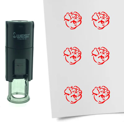 CombiCraft Stempel Varken 10mm rond - rode inkt