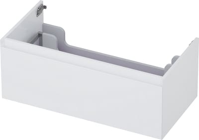 INK® wastafelonderkast 1 lade greeploos gelakt 90x45x35cm, hoogglans wit