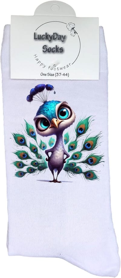 Pauw - Valentijns Cadeau - Grappige sokken - Leuke sokken - Hem Haar sokken - Vrolijke sokken - Sint cadeau - Vaderdag - Moederdag - Verjaardag cadeau - Kerst cadeau - Vogel - Trots op jou - Leuk Cadeau - Socks maken Happy - 37-44