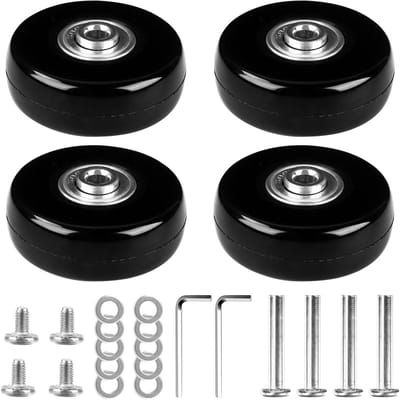 SnelShoppen - Pack van 4 Vervangwielen voor Bagage en Koffers, Rubber Wielen, Trolley Harde Bagage Koffer, 50mm x 18mm