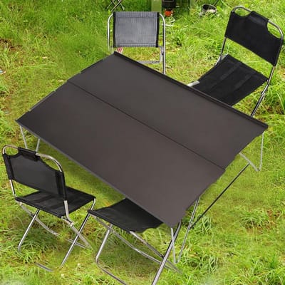 Table de pique-nique et de repas pliante portable en alliage d'aluminium à barre unique pour randonnée en plein air gray