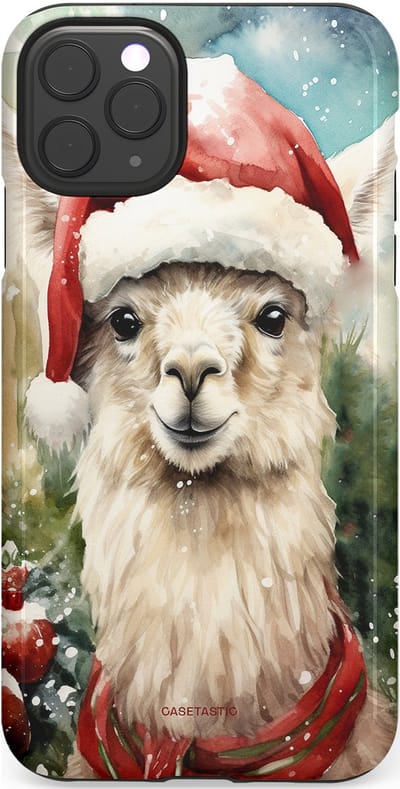 Casetastic hoesje geschikt voor Apple iPhone 11 Pro Max - Dubbellaagse bescherming - Kerst Lama - Fashion Case - Taupe Lichtgrijs Donkergrijs Saliegroen